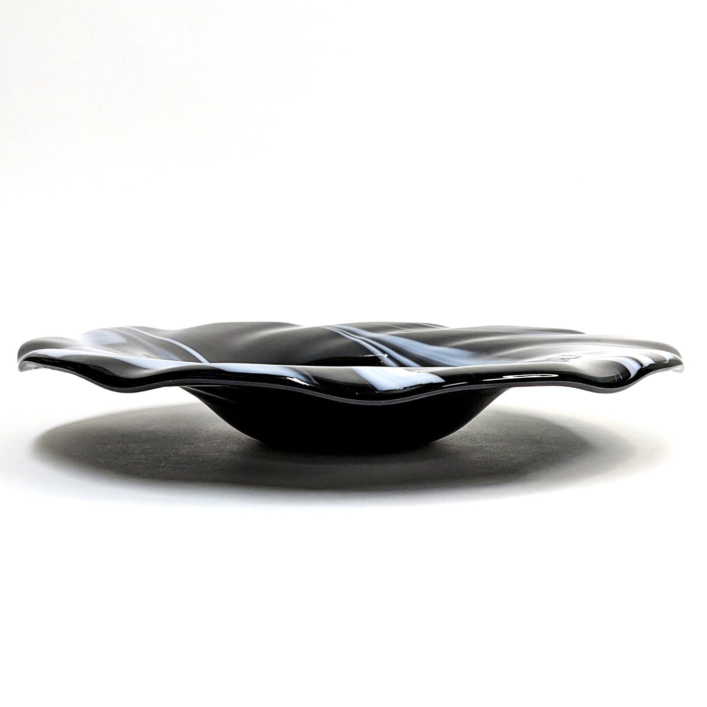 Contemporary Glass Art Bowl in Black and White