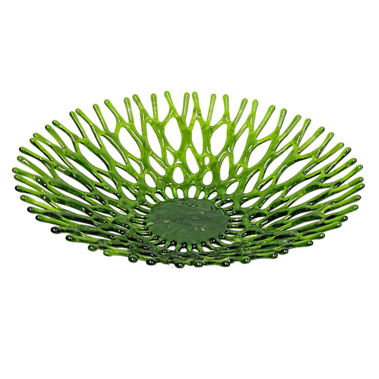 Beach Glass Coral Bowl in Olive Green | Fused Glass Gifts & Décor