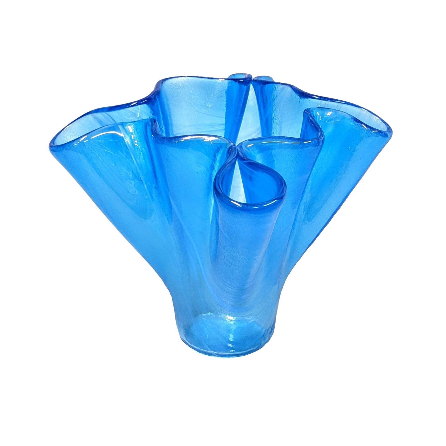 Glass Wave Vase in Caribbean Blue