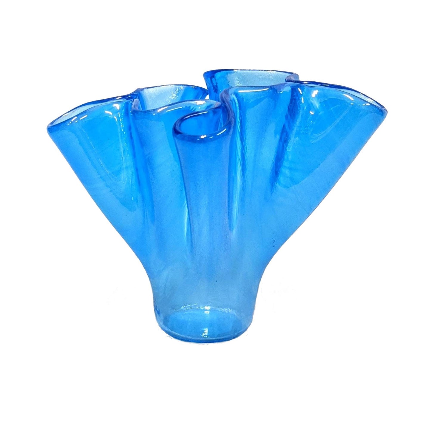 Glass Wave Vase in Caribbean Blue