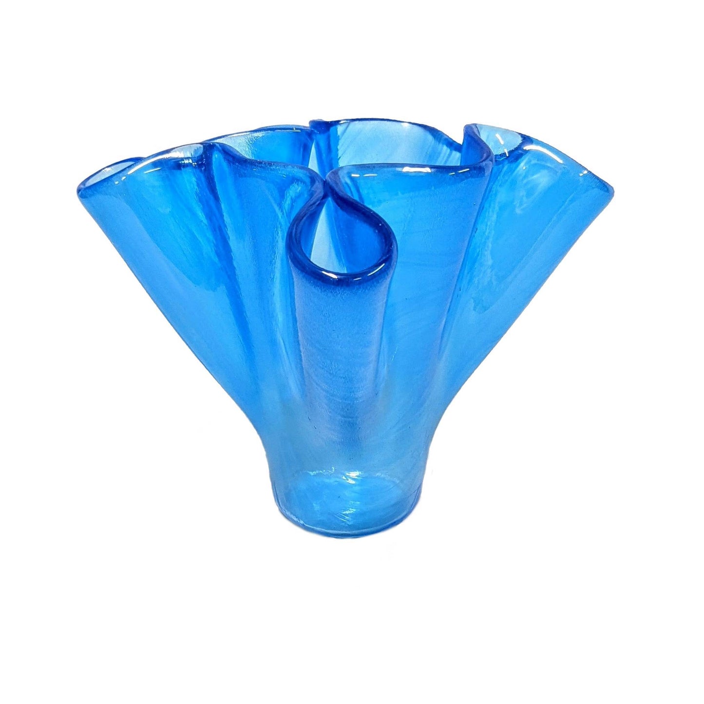 Glass Wave Vase in Caribbean Blue