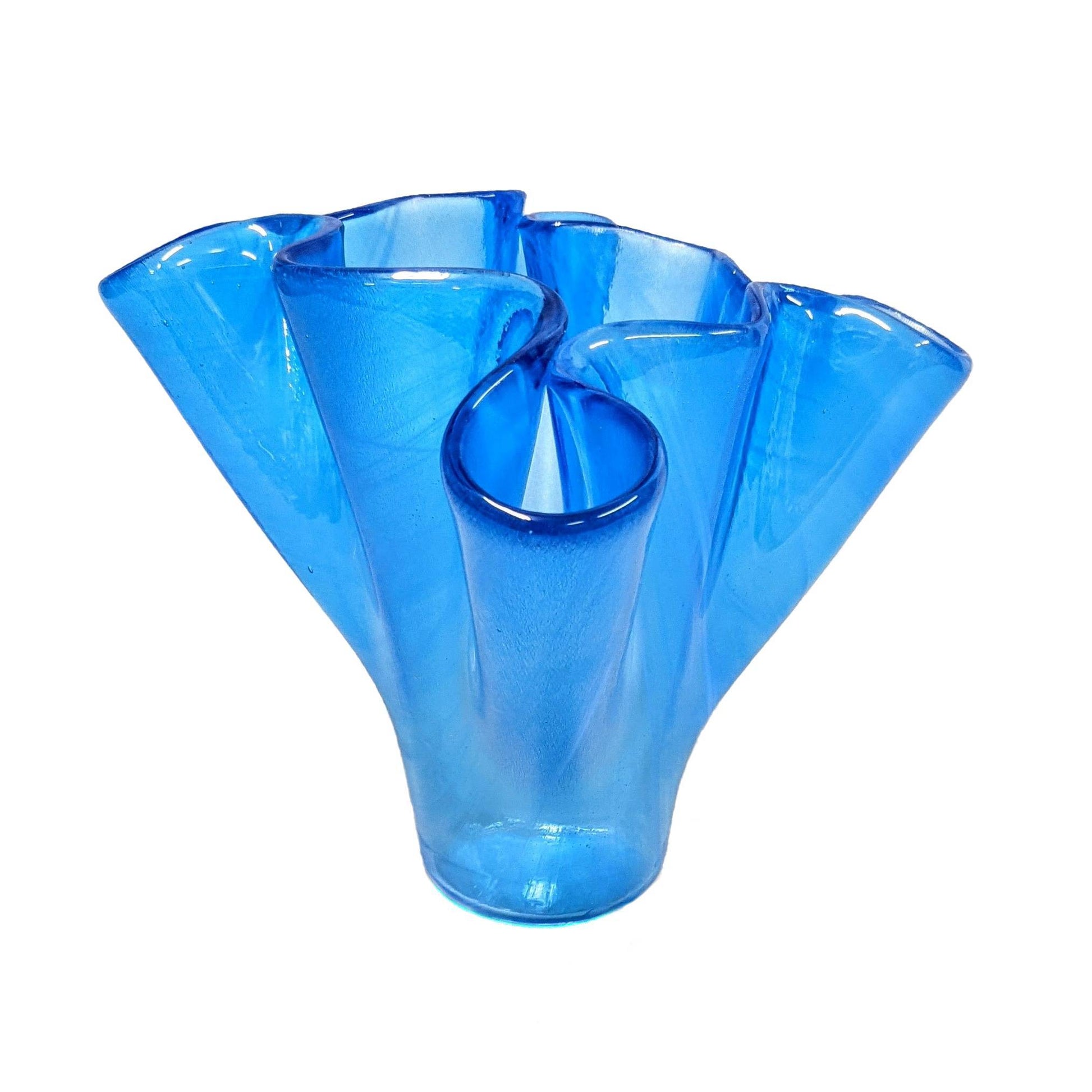 Glass Wave Vase in Caribbean Blue | Beach Theme Gifts and Home Décor