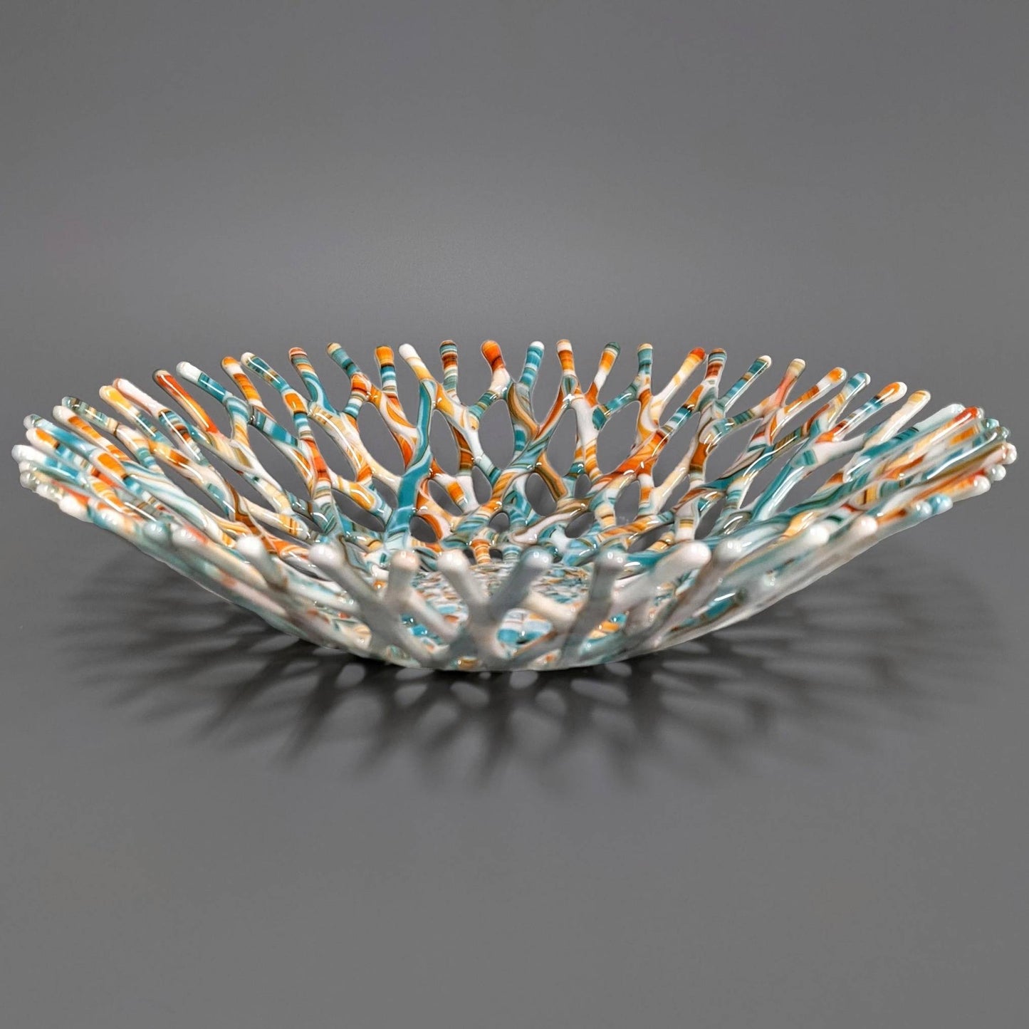 Southwestern Fused Glass Art Coral Bowl | Beach Decor