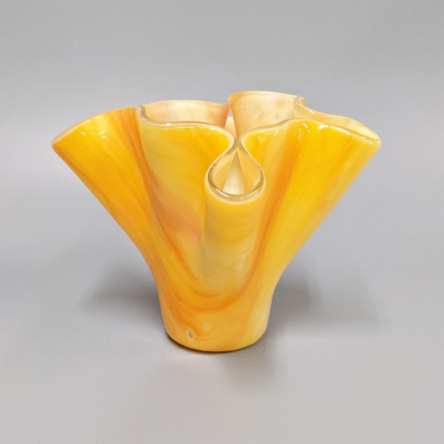 Modern Glass Art Vase in Sunset Orange and Yellow