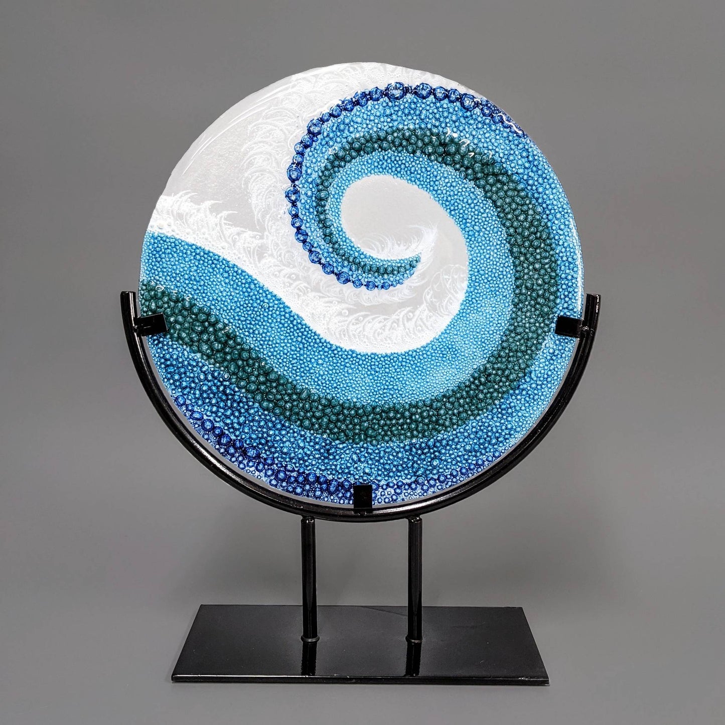 Fused Glass Gallery Art Panel Crashing Ocean Waves Large