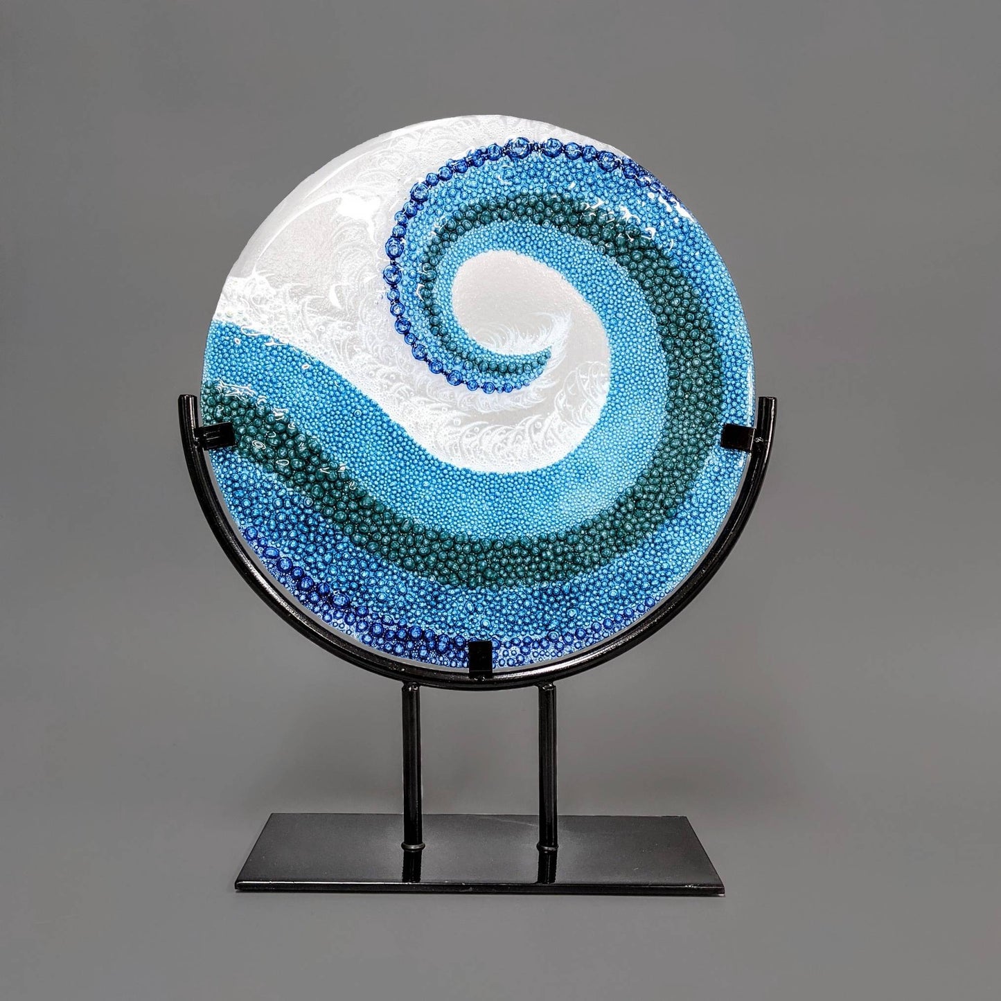 Fused Glass Gallery Art Panel Crashing Ocean Waves Large
