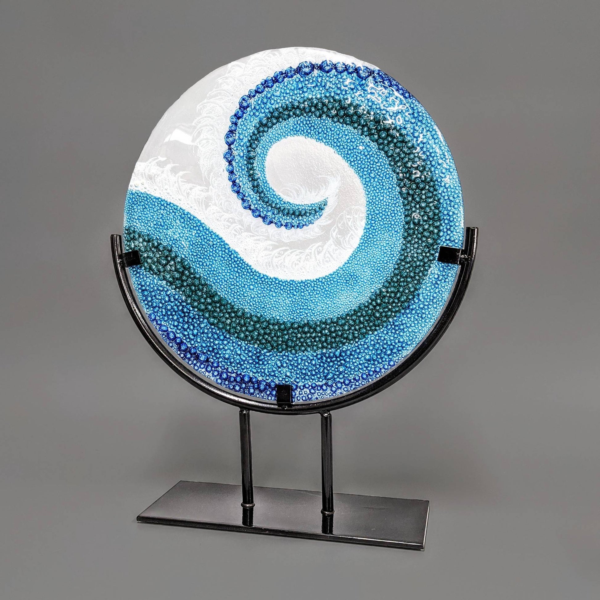 Fused Glass Gallery Art Panel Crashing Ocean Waves Large | Beach Décor