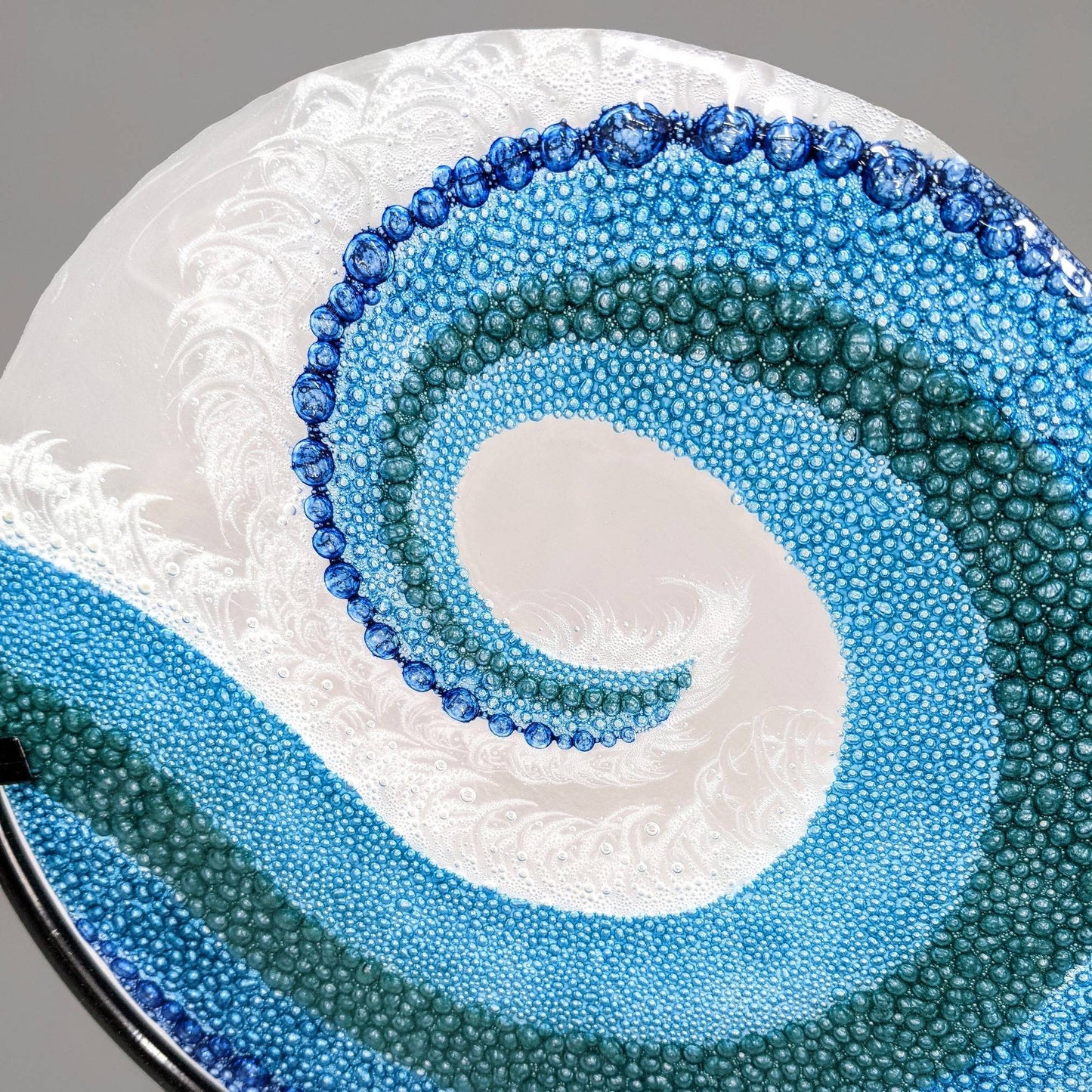 Fused Glass Gallery Art Panel Crashing Ocean Waves Large