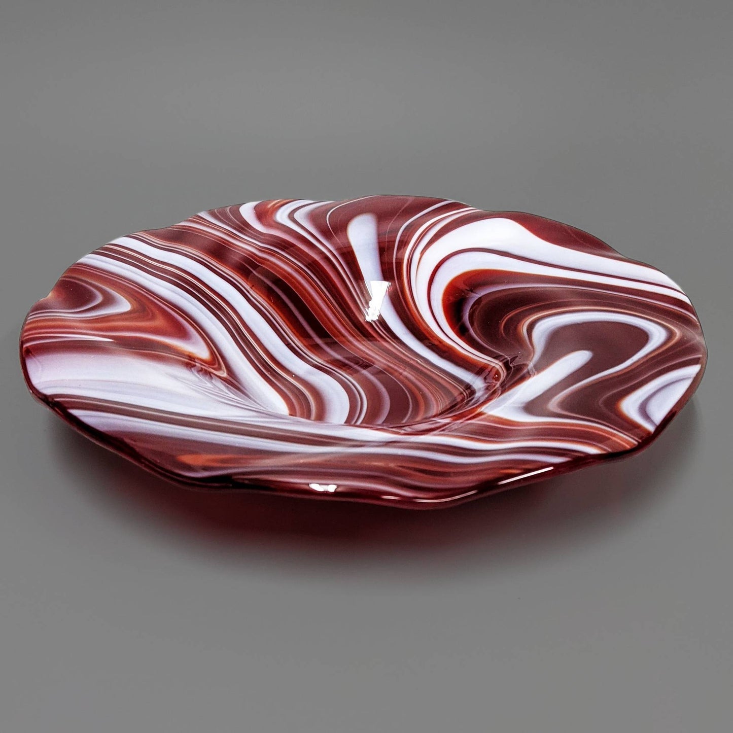 Peppermint Candy Cane Art Glass Bowl