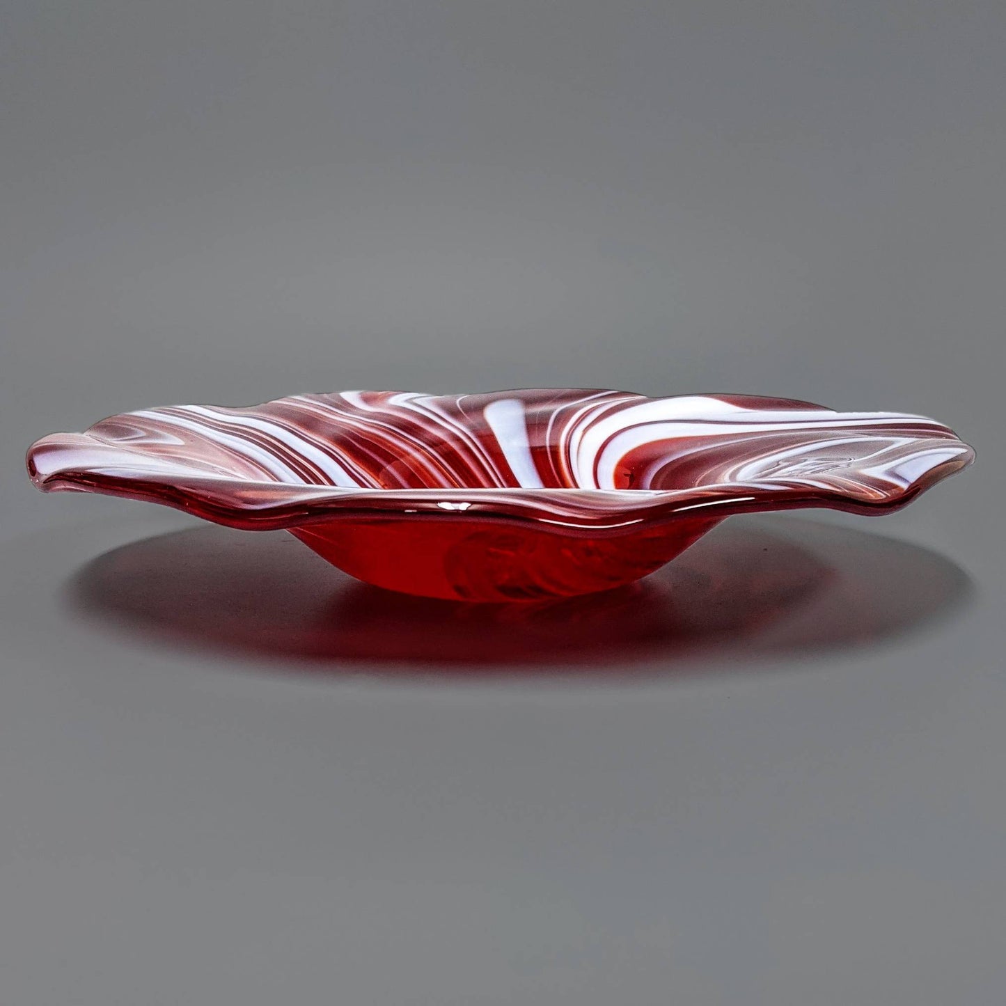 Peppermint Candy Cane Art Glass Bowl