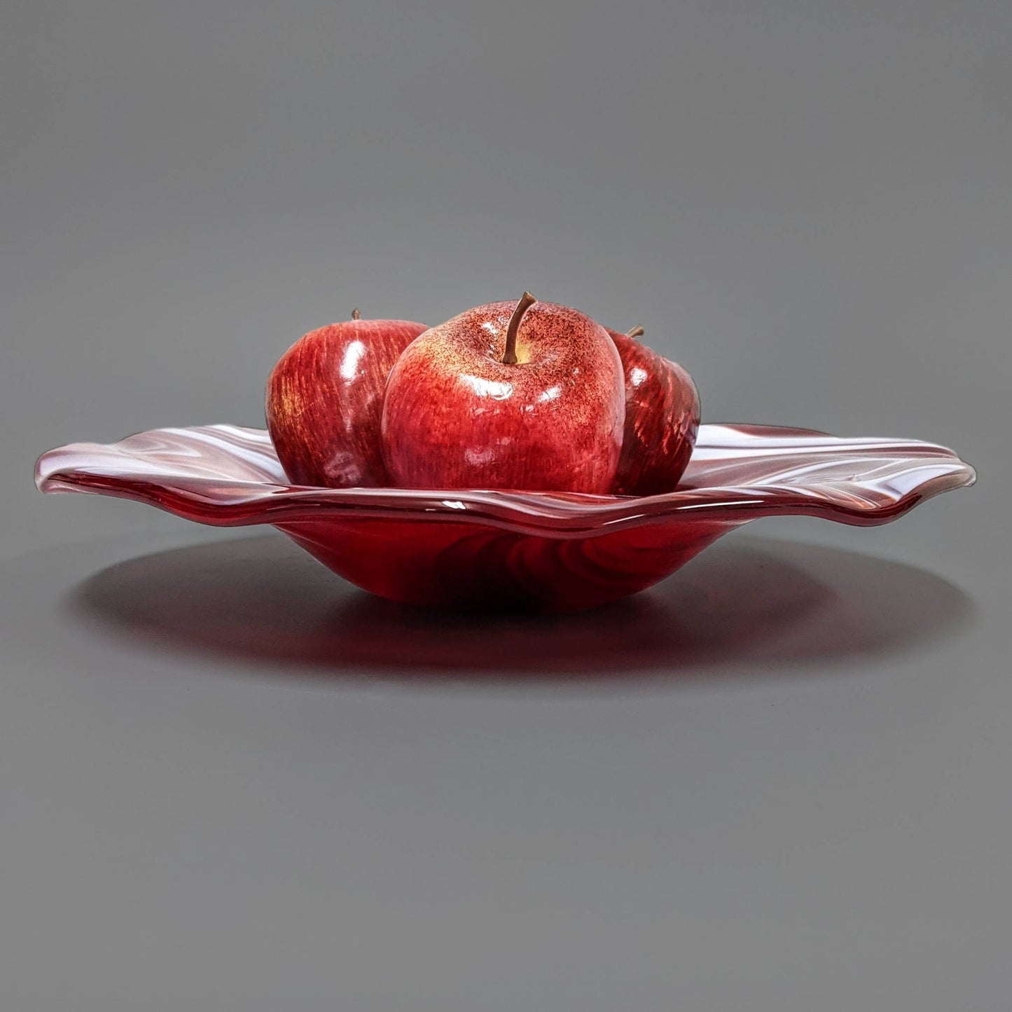 Peppermint Candy Cane Art Glass Bowl