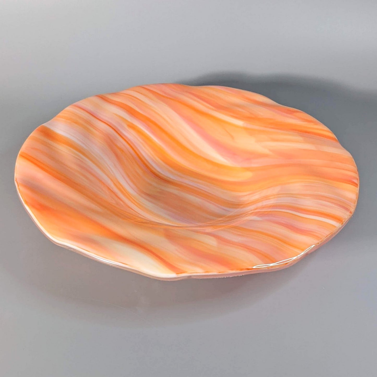 Modern Glass Art Bowl in Coral Peach Orange | Unique Gift Ideas