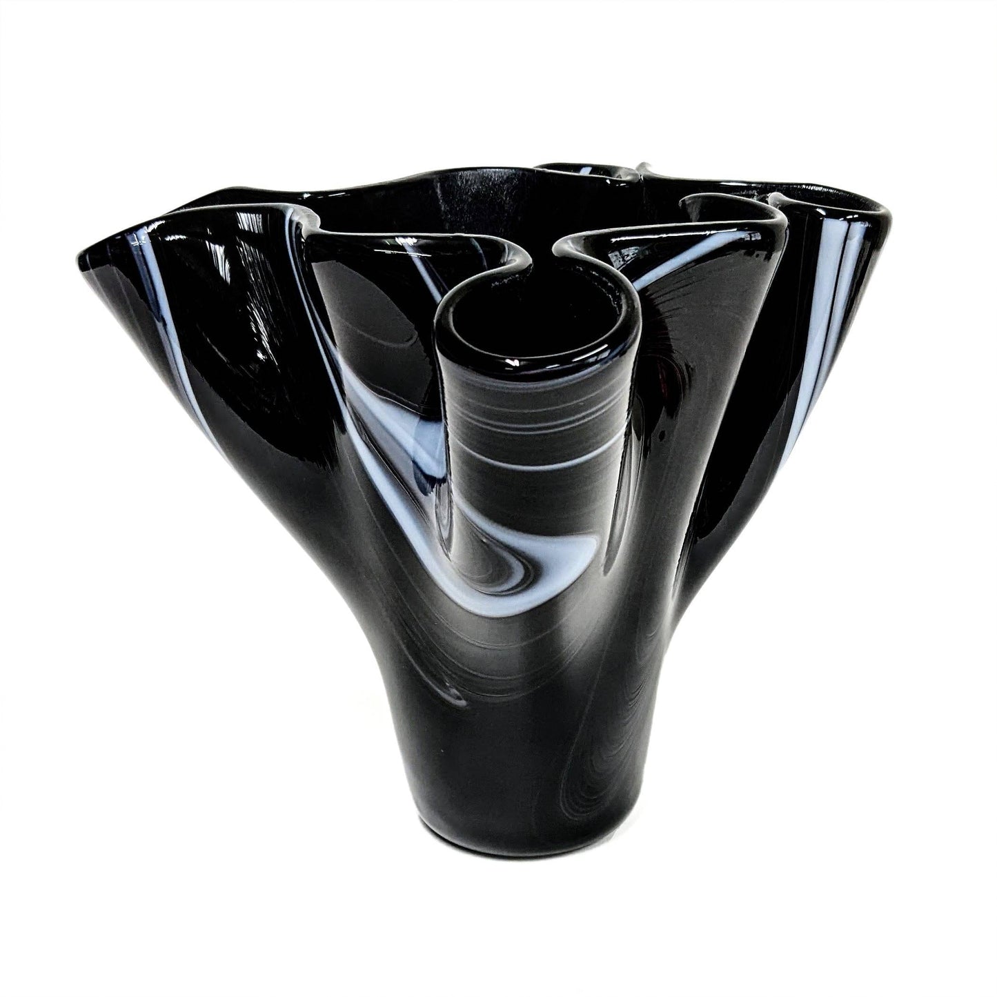 Glass Art Vase in Black and White