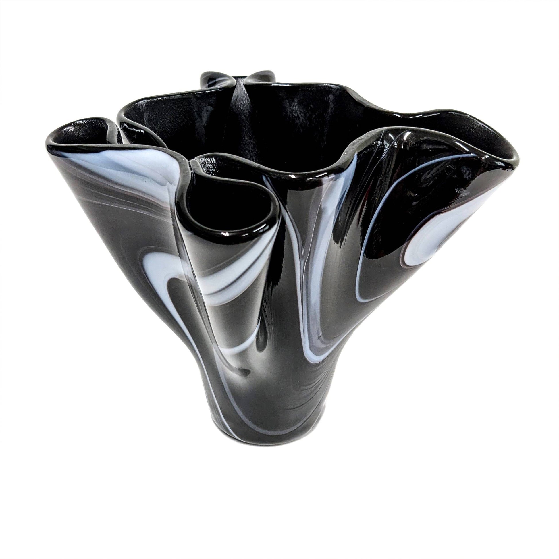 Glass Art Vase in Black and White | Handcrafted Glass Art Décor Gifts