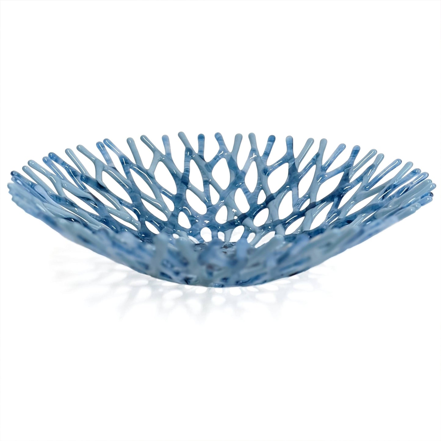 Fused Glass Art Coral Bowl in Storm Blue Gray