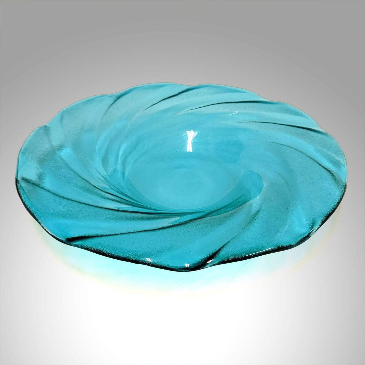 Glass Art Fruit Bowl in Aquamarine Blue Green | Contemporary Glass Art
