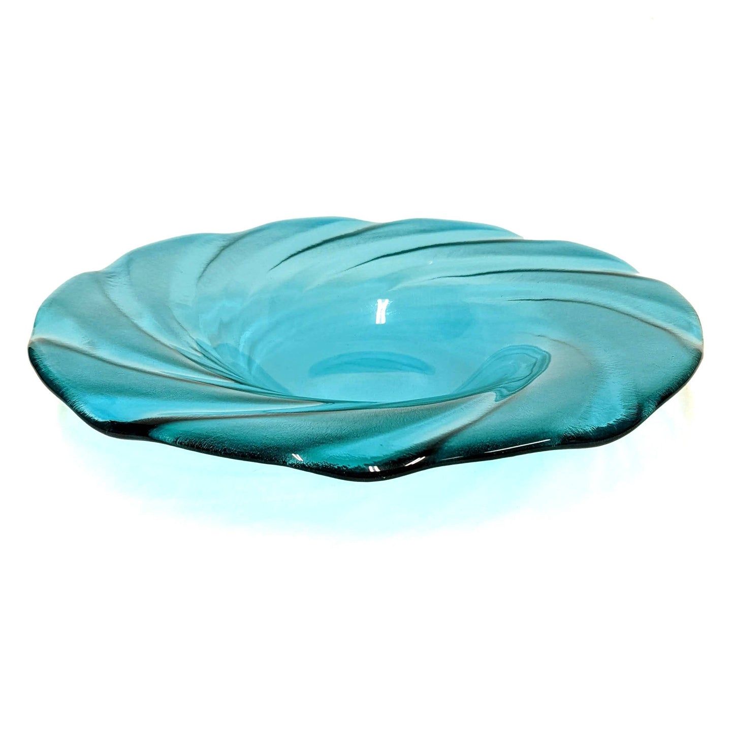 Glass Art Fruit Bowl in Aquamarine Blue Green