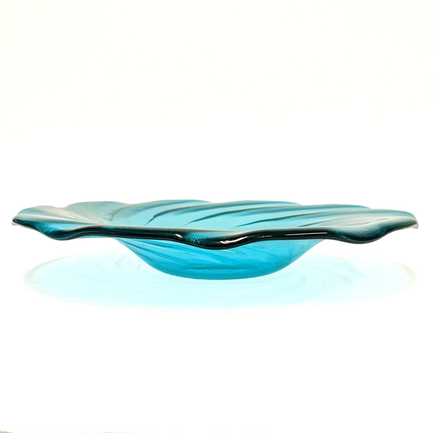 Glass Art Fruit Bowl in Aquamarine Blue Green