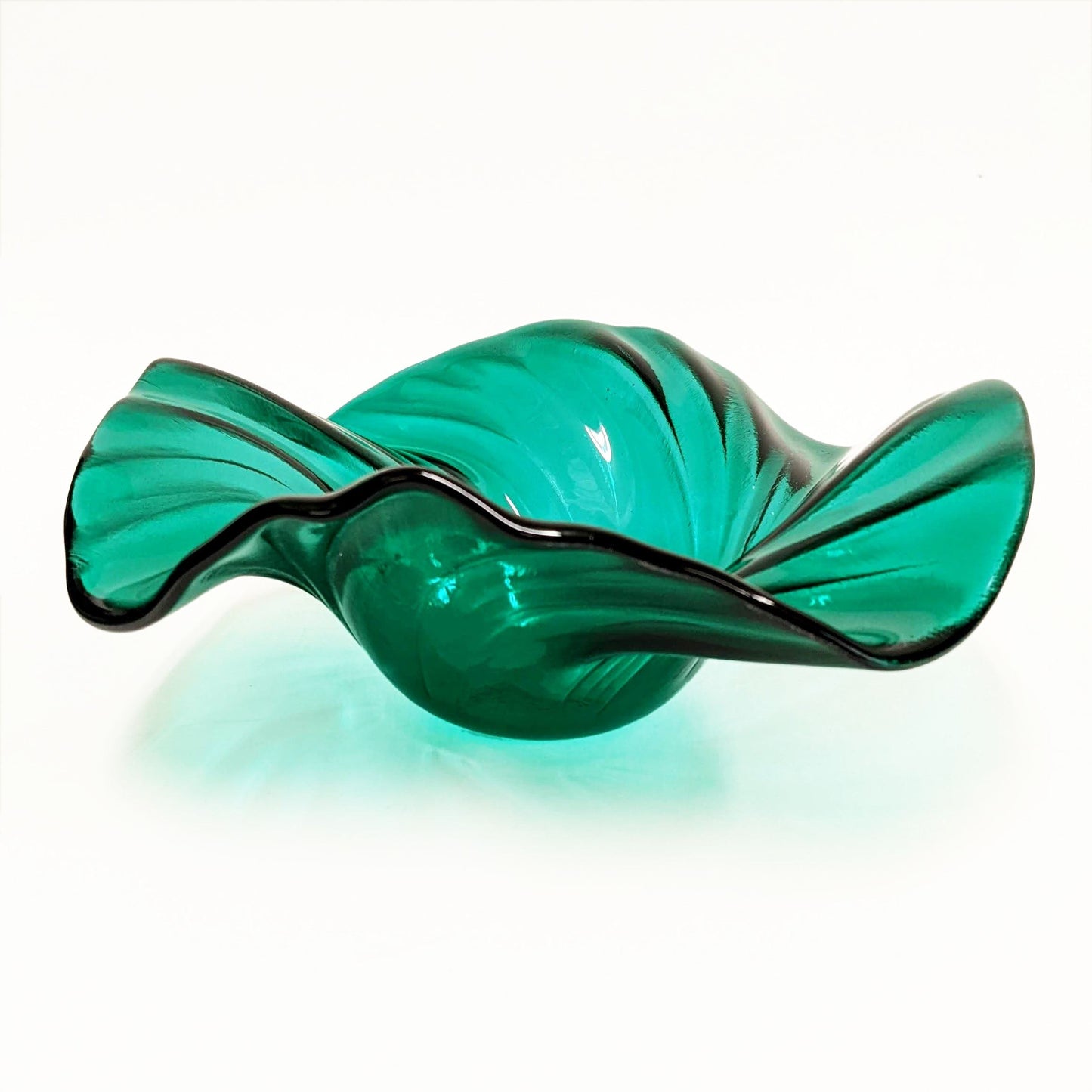 Teal Blue Green Glass Art Wave Bowl | Handcrafted Decorative Bowls