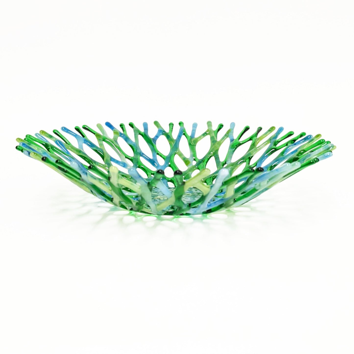 Sea Glass Art Coral Bowl in Bright Greens and Soft Blues
