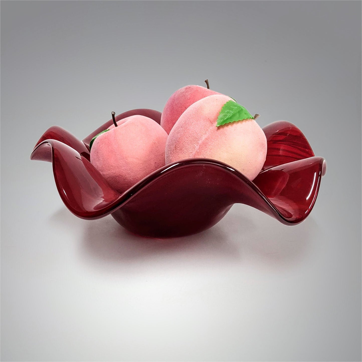 Deep Ruby Red Glass Art Wave Bowl | 40th Anniversary Gift Ideas