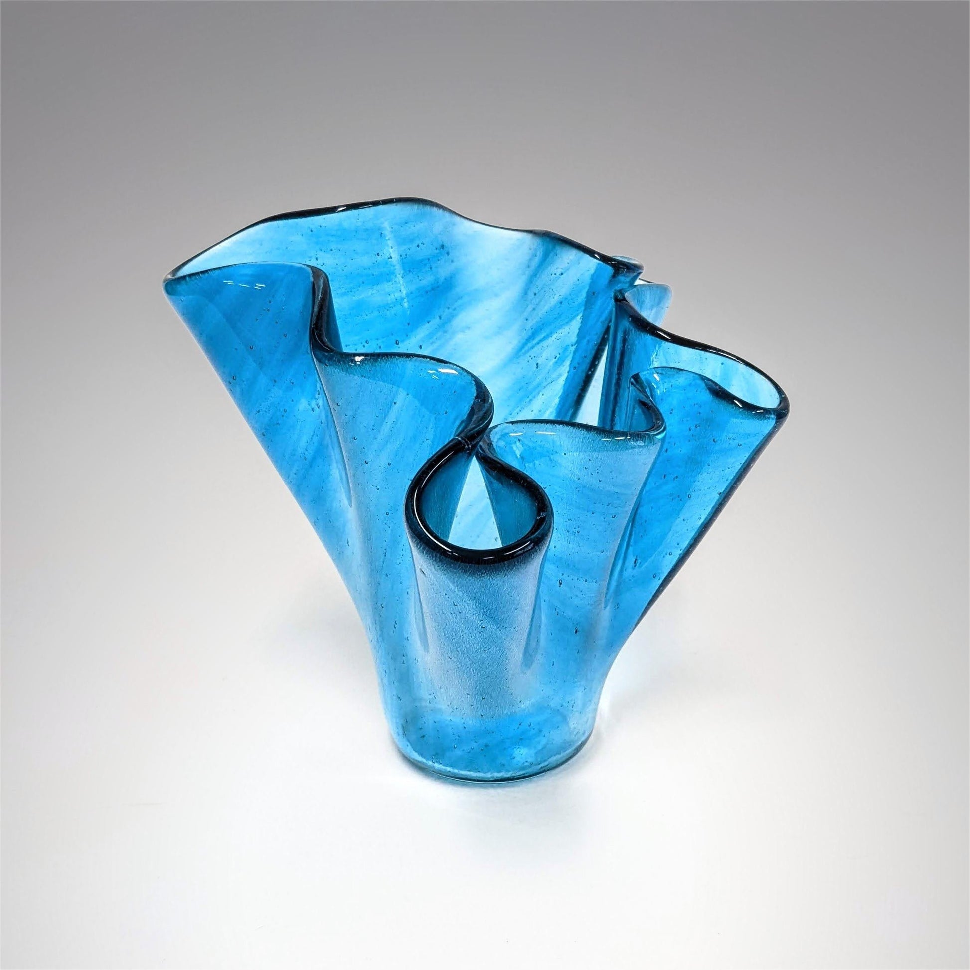 Art Glass Vase in Light Turquoise Blue | Handcrafted Glass Art Gifts
