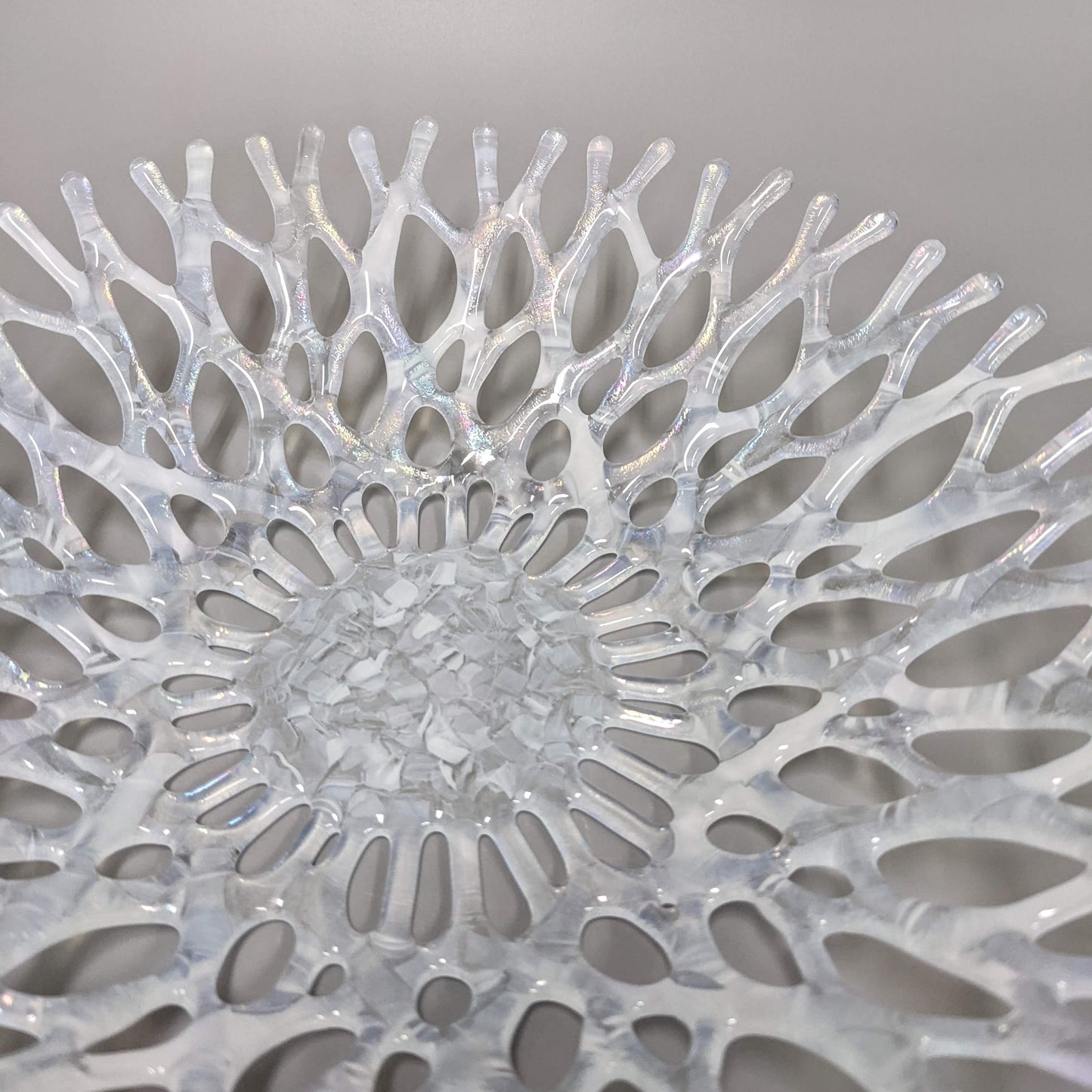 Sparkling Glass Art Sea Coral Bowl