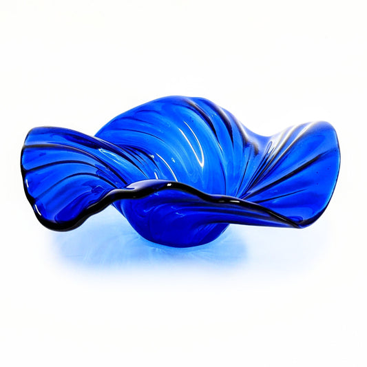 Electric Blue Glass Art Wave Bowl | Modern Glass Décor and Gift Ideas | The Glass Rainbow