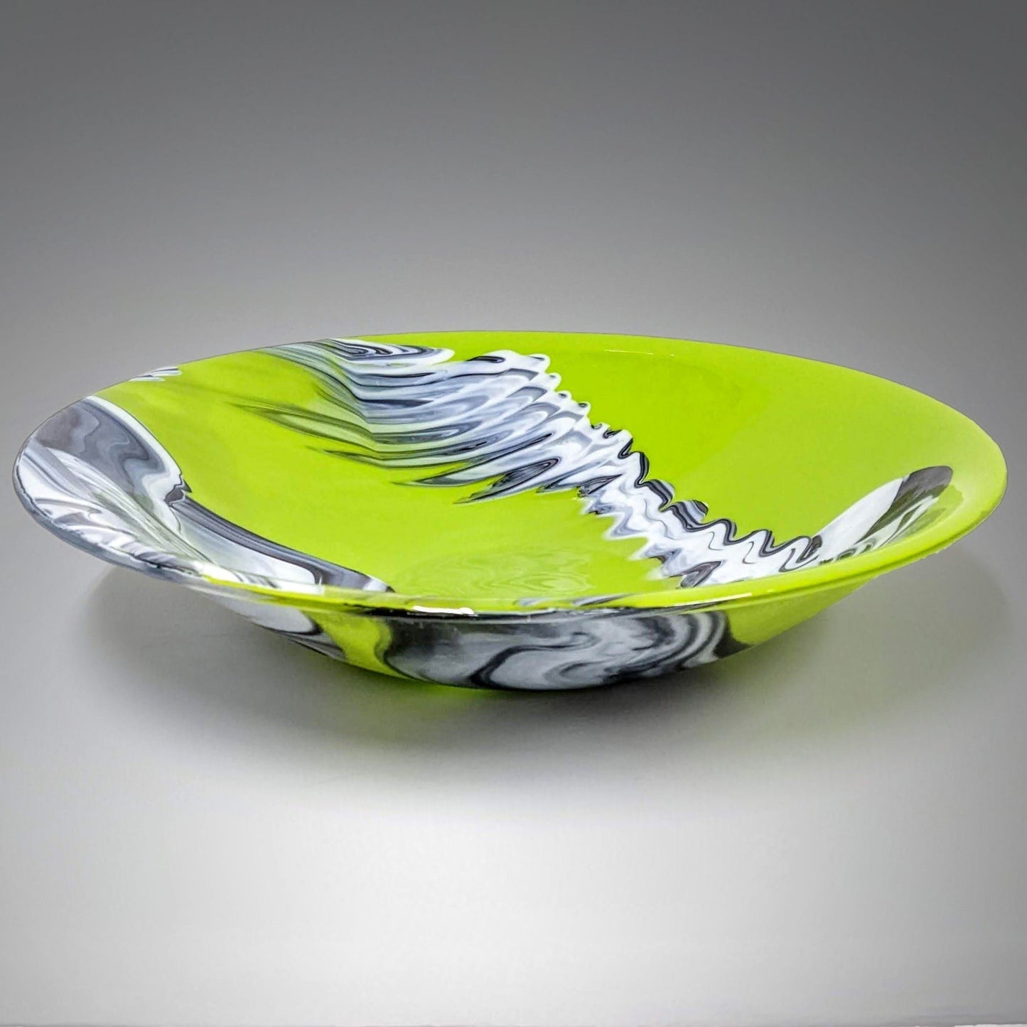 Ultra Modern Glass Art Centerpiece Bowl in Lime Green