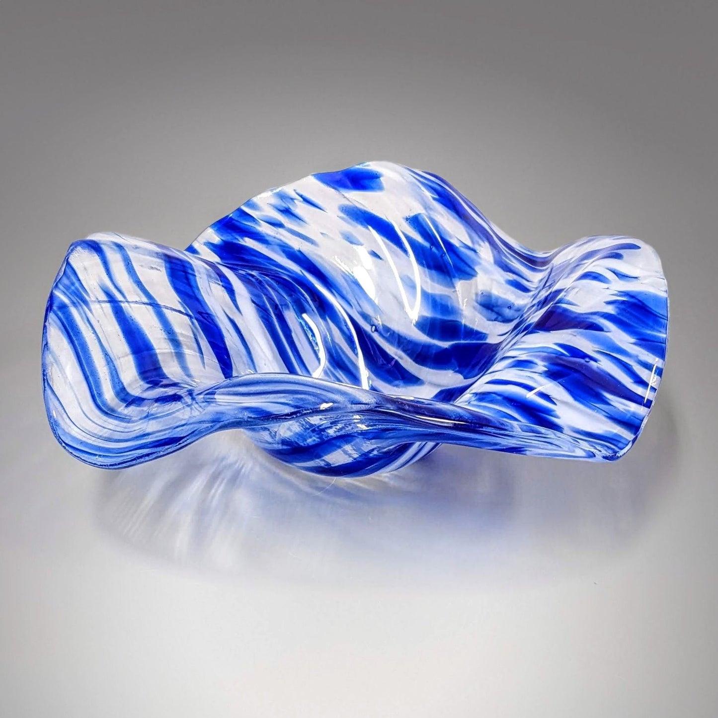 Glass Art Wave Bowl in Royal Blue