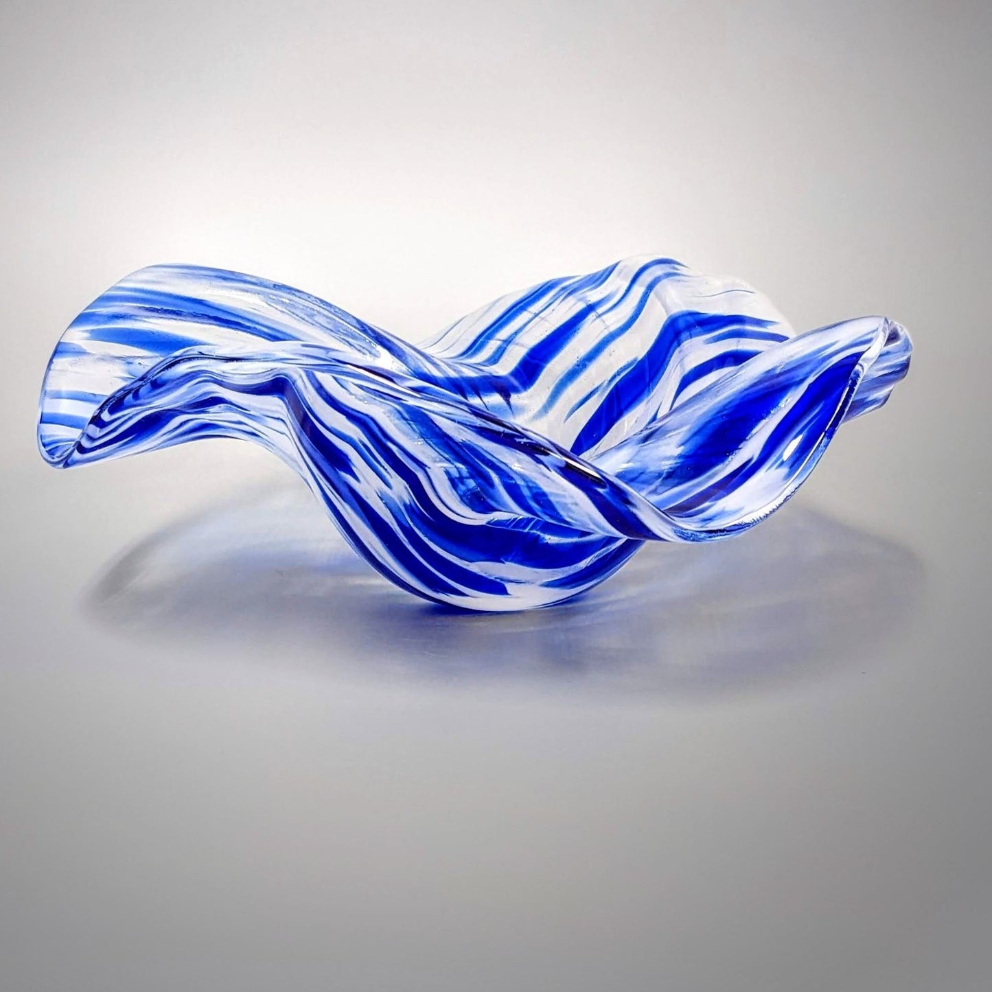 Glass Art Wave Bowl in Royal Blue