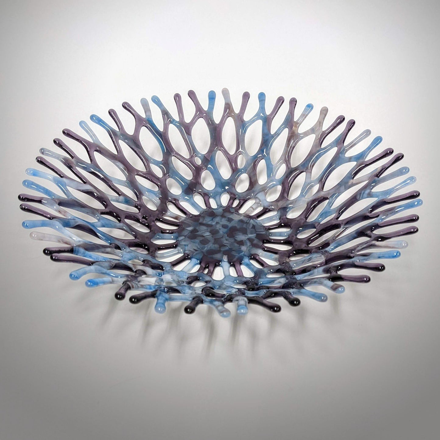 Glass Art Coral Bowl in Dusk Blue and Purple