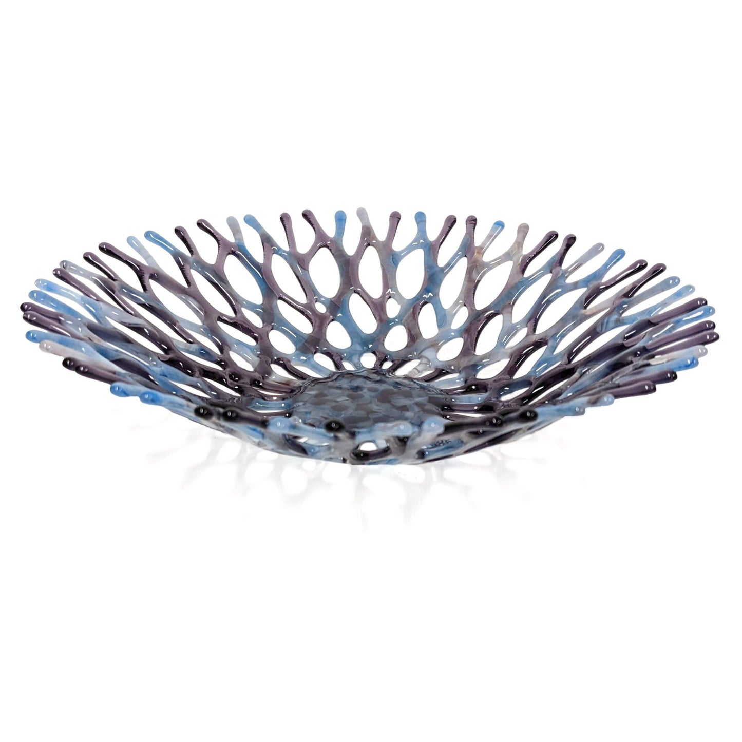 Glass Art Coral Bowl in Dusk Blue and Purple