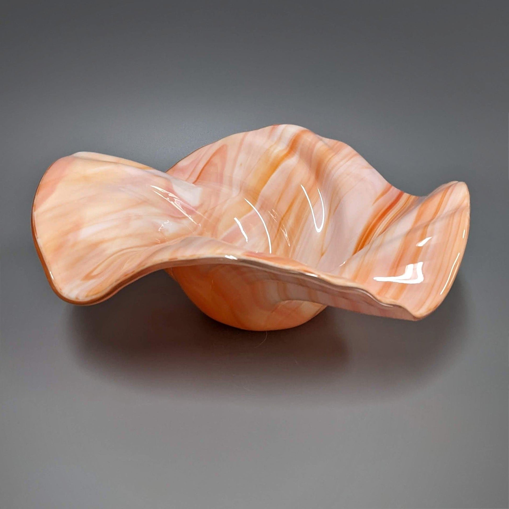 Glass Art Sculpture Wave Bowl in Shades of Orange | Home Décor Gifts | The Glass Rainbow