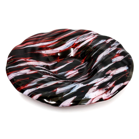 Modern Decorative Glass Art Bowl in Red Black and White | Gift Ideas | The Glass Rainbow