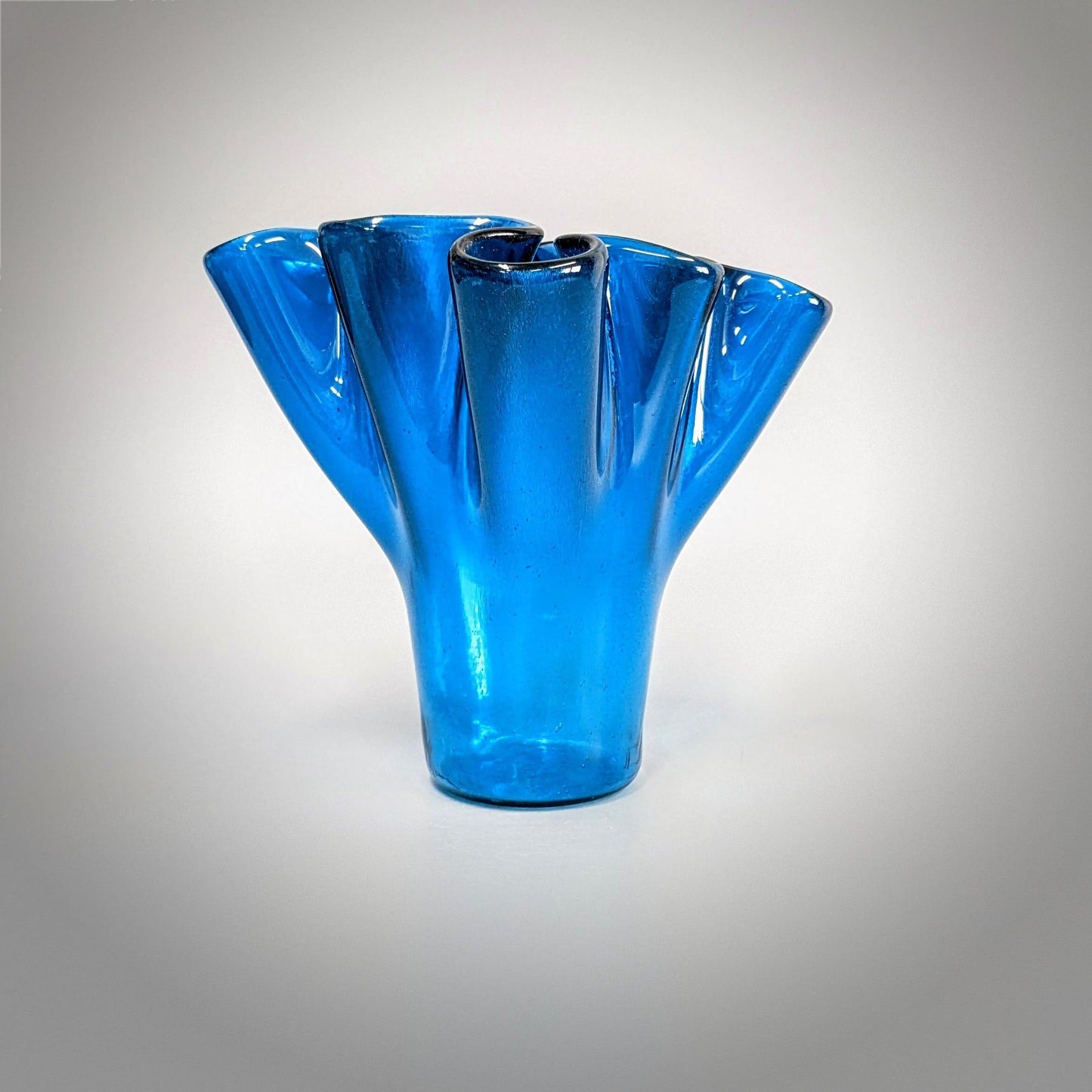 Glass Art Vase in Turquoise Blue
