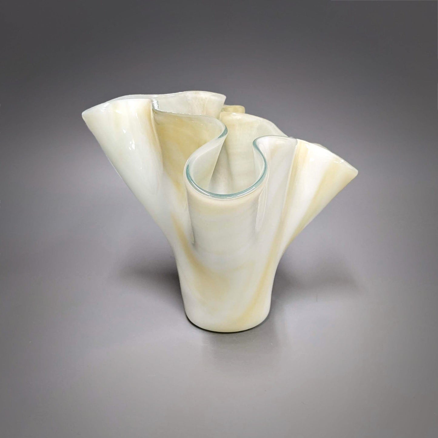 Glass Art Vase in White and Buttercream Tan | Unique Gift Ideas