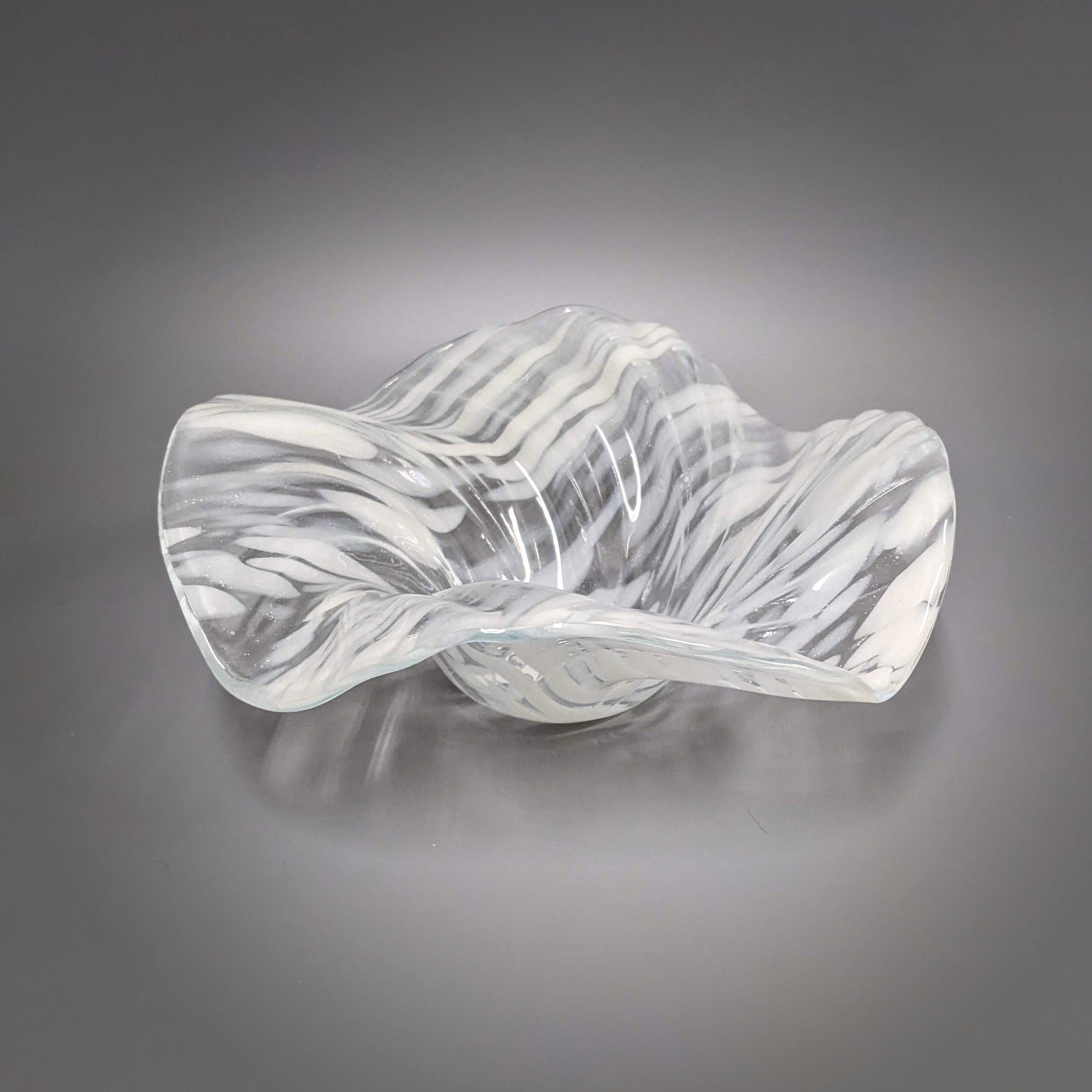 Glass Art Wave Bowl in Off White | Handcrafted Décor Gift Ideas