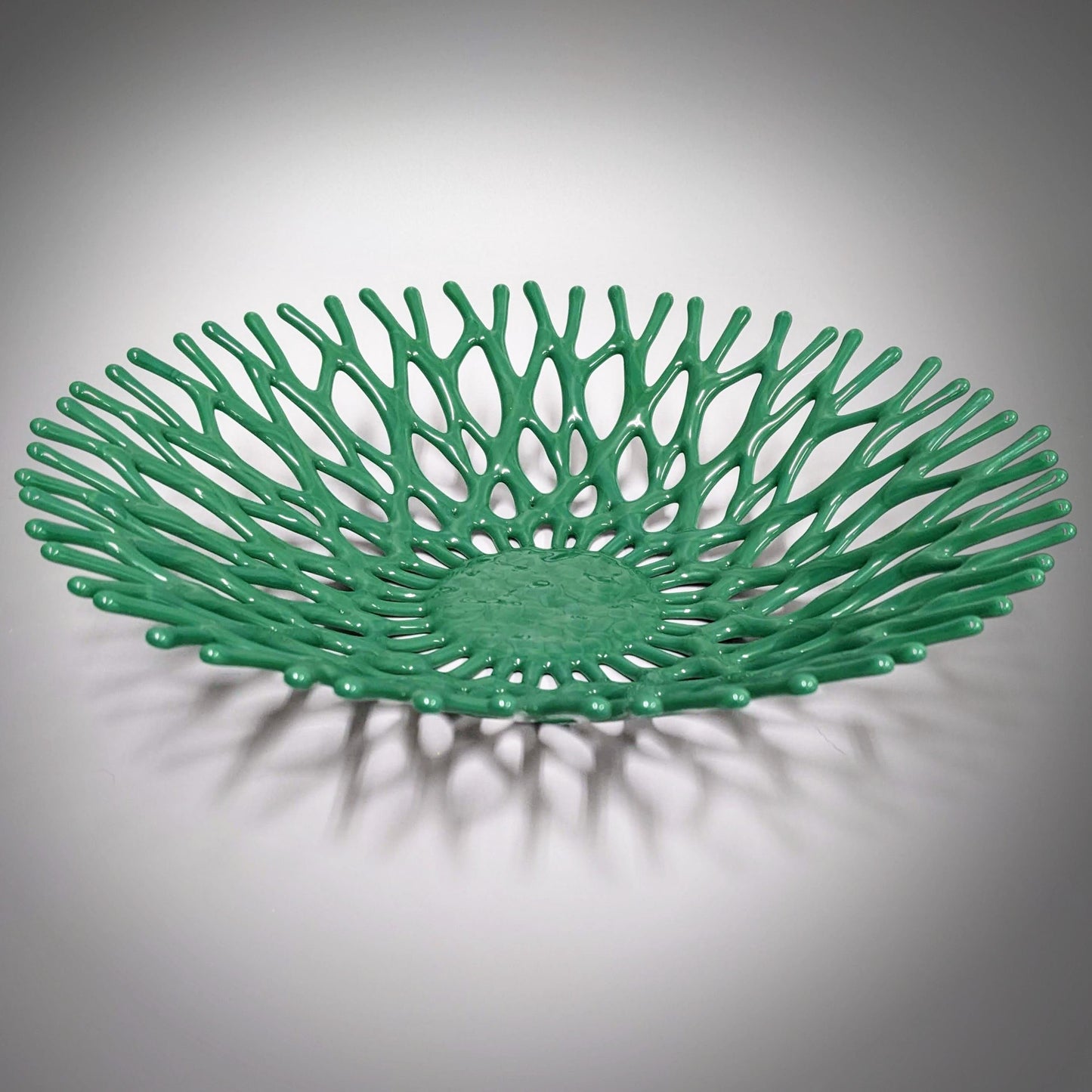 Glass Art Coral Bowl in Jade Green