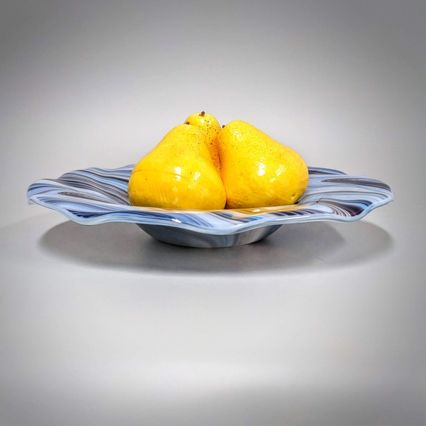 Decorative Glass Art Bowl in Medium Blue and Blackberry Purple
